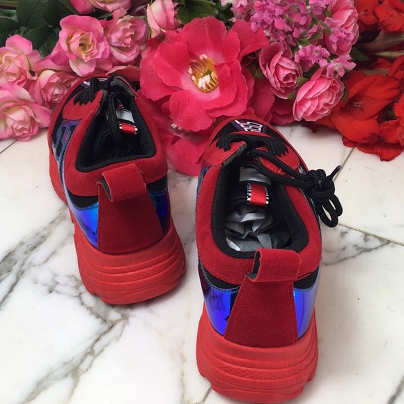 Sneakers Platform Chunky Trendy Red NWT ALL SIZES - Picture 8 of 8